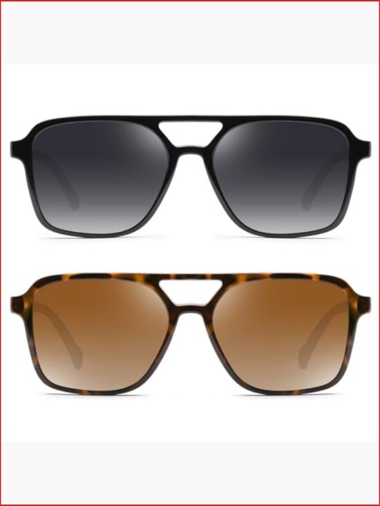 Retro Aviator Sunglasses Square Frame UV Protection Unisex main image 6